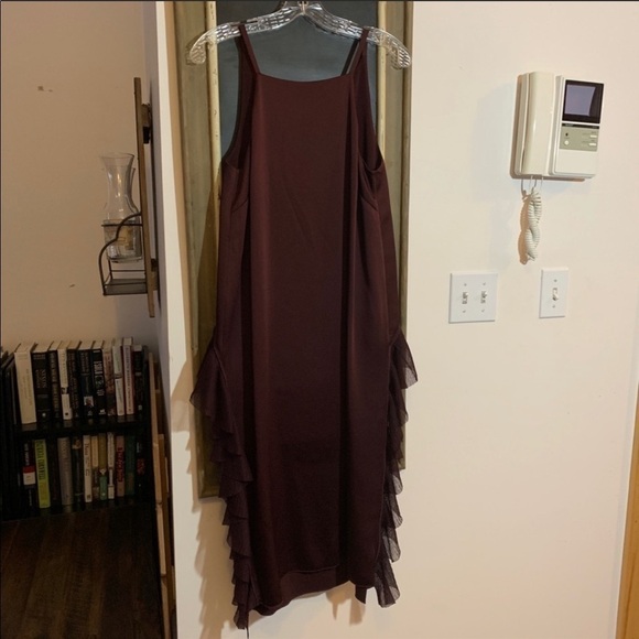 Elizabeth & James Loma Ruffle Midi Dress Burgundy Red Size 4 NWT Cocktail - Picture 4 of 8